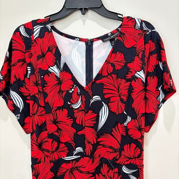 Lane Bryant Red Black Dress Plus Size 18 Floral Stretchy Romantic Whimsigoth NWT - Picture 2 of 10